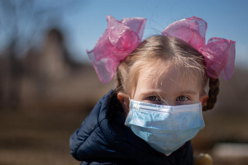 Child in a medical mask during the coronavirus pandemic