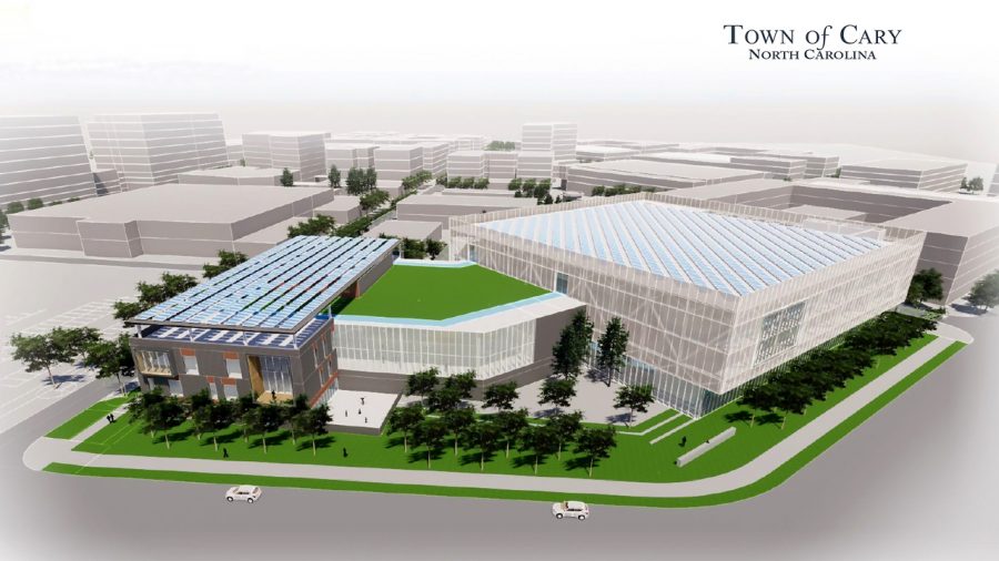 The+Town+of+Cary+has+unveiled+plans+for+a+multipurpose+indoor+sports+complex+at+the+Cary+Town+Centre+site+that+would+include+12+full-size+basketball+courts%2C+a+4%2C000-seat+arena%2C+and+a+25%2C000-square-foot+space+for+events.