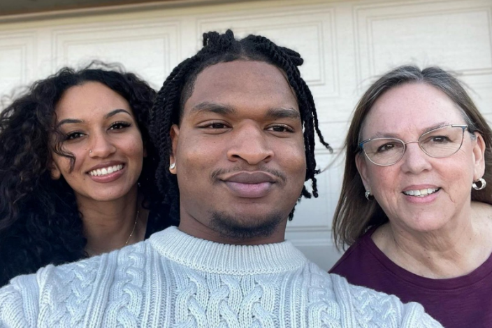 Jamal and girlfriend Makaela pose with Wanda for their 6th Thanksgiving together, Photo courtesy of People Magazine. 	